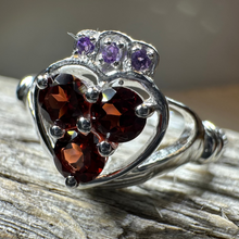 Load image into Gallery viewer, True Love Garnet Claddagh Ring