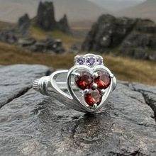 Load image into Gallery viewer, Irish True Love Garnet Claddagh Ring in Sterling Silver
