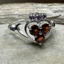 Load image into Gallery viewer, True Love Garnet Claddagh Ring