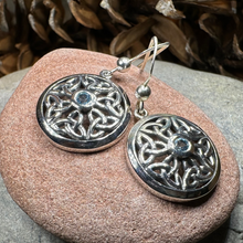 Load image into Gallery viewer, Blue Sky Trinity Knot Earrings