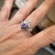 Load image into Gallery viewer, Noble Heart Amethyst Claddagh Ring