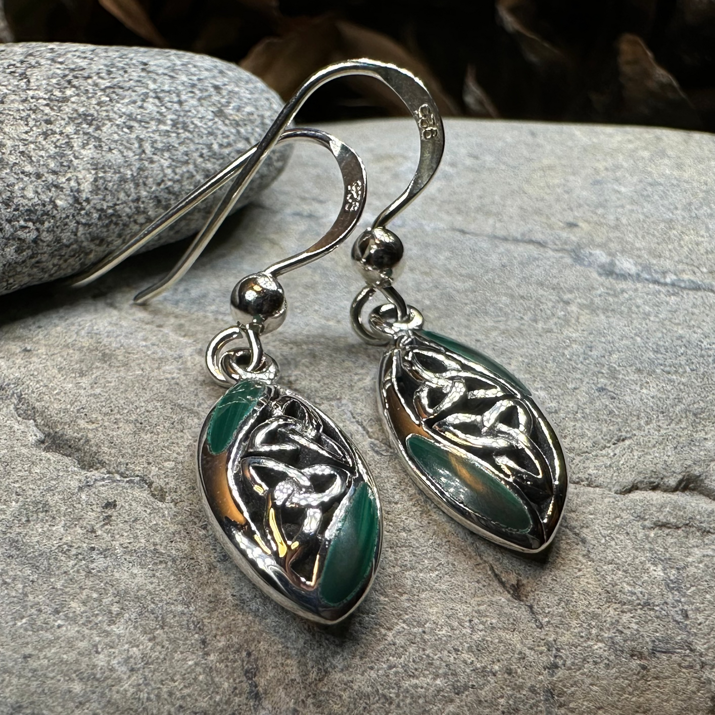 Tara Celtic Trinity Knot Earrings in Sterling Silver — view 8