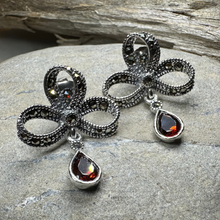 Load image into Gallery viewer, Gemstone Marcasite Bow Stud Earrings