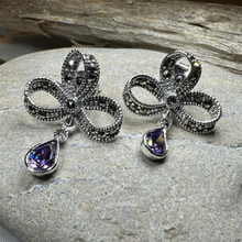 Load image into Gallery viewer, Gemstone Marcasite Bow Stud Earrings