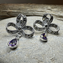 Load image into Gallery viewer, Gemstone Marcasite Bow Stud Earrings