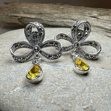 Load image into Gallery viewer, Gemstone Marcasite Bow Stud Earrings