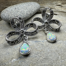 Load image into Gallery viewer, Gemstone Marcasite Bow Stud Earrings