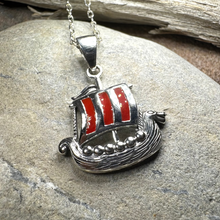 Load image into Gallery viewer, Red Sails Viking Ship Necklace