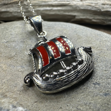 Load image into Gallery viewer, Red Sails Viking Ship Necklace