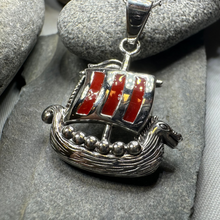 Load image into Gallery viewer, Red Sails Viking Ship Necklace