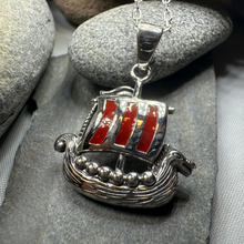 Load image into Gallery viewer, Red Sails Viking Ship Necklace