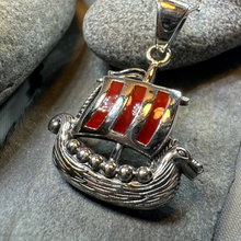 Load image into Gallery viewer, Red Sails Viking Ship Necklace