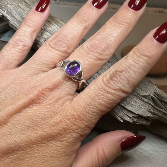 Marianne Celtic Knot Amethyst Ring in Sterling Silver