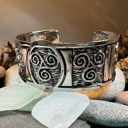 Celtic Triskelion Spiral Cuff Bracelet