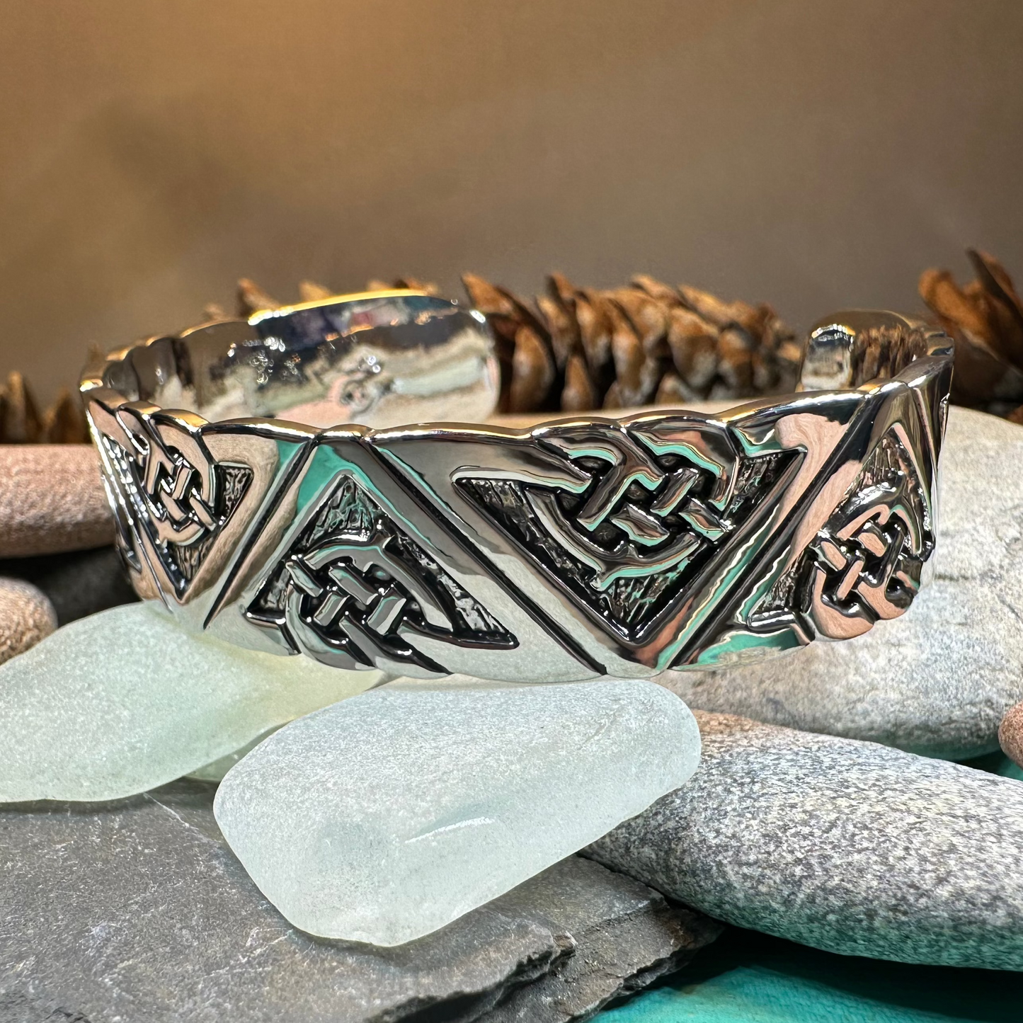 Destiny Celtic Knot Cuff Bracelet in Pewter