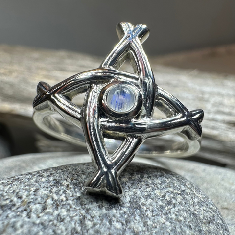Load image into Gallery viewer, Moonstone Saint Brigid's Cross of Ireland Ring