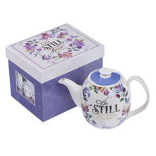 Load image into Gallery viewer, Purple "Be Still" Ceramic Teapot