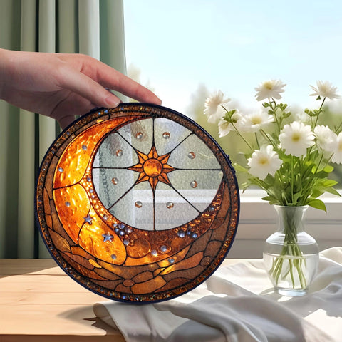 Load image into Gallery viewer, Crescent Moon & Sun Suncatcher