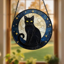 Load image into Gallery viewer, Full Moon Black Cat Suncatcher