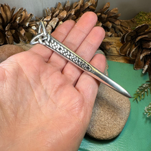 Load image into Gallery viewer, Pewter Celtic Knot Kilt Pin