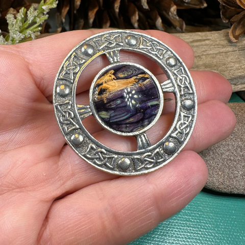 Load image into Gallery viewer, Celtic Heathergems Brooch - Handmade in Scotland