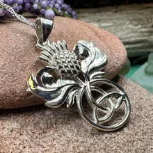 Load image into Gallery viewer, Scottish Thistle Trinity Knot Necklace
