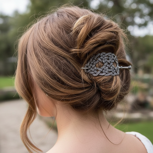 Pewter Celtic Knot Hair Slide for Women