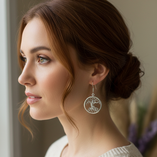 Deep Roots Tree of Life Earrings in Sterling Silver