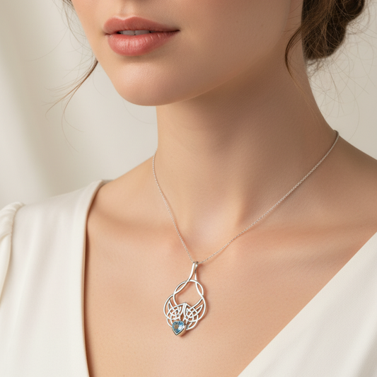 Endless Love Celtic Knot Necklace in Sterling Silver