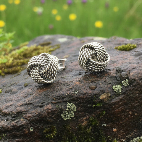 Load image into Gallery viewer, Celtic Knot Stud Earrings, Irish Jewelry, Celtic Jewelry, Anniversary Gift, Bridal Jewelry, Love Knot Jewelry, Yoga Jewelry, Wiccan Jewelry