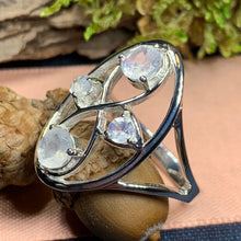 Load image into Gallery viewer, Moonstone Infinity Ring, Boho Ring, Statement Ring, Large Ring, Celtic Ring, Promise Ring, Anniversary Gift, Gothic Ring, Wife Ring