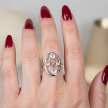 Load image into Gallery viewer, Moonstone Infinity Ring, Boho Ring, Statement Ring, Large Ring, Celtic Ring, Promise Ring, Anniversary Gift, Gothic Ring, Wife Ring