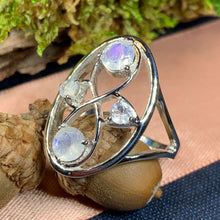 Load image into Gallery viewer, Moonstone Infinity Ring, Boho Ring, Statement Ring, Large Ring, Celtic Ring, Promise Ring, Anniversary Gift, Gothic Ring, Wife Ring