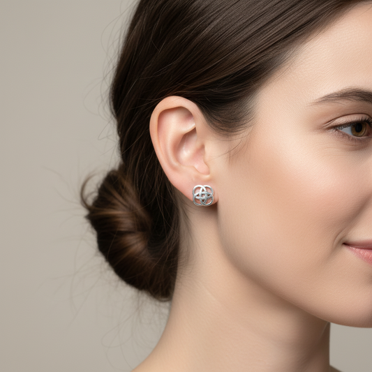 Lorna Celtic Dara Knot Stud Earrings in Sterling Silver