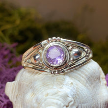 Load image into Gallery viewer, Celtic Ring, Silver Celtic Ring, Statement Ring, Boho Jewelry, Gemstone Ring, Anniversary Gift, Wiccan Jewelry, Birthstone Ring, Amethyst