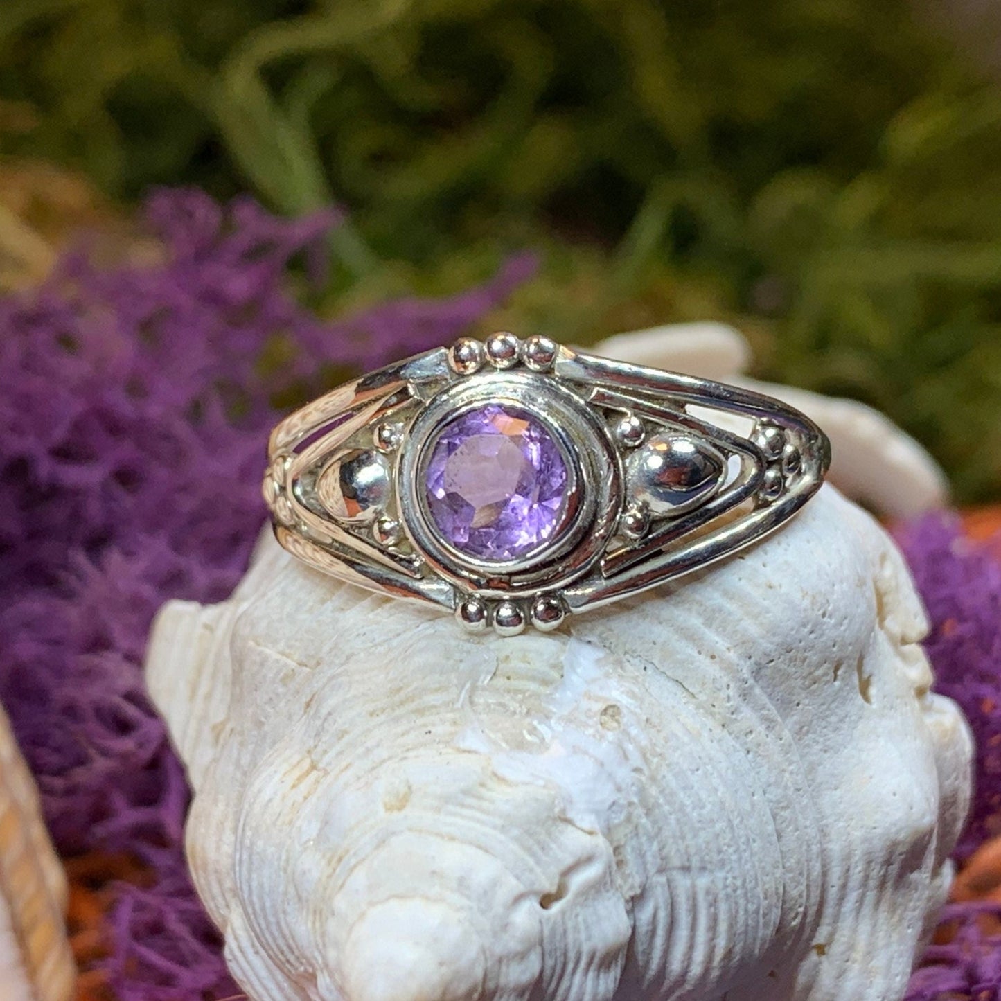 Celtic Ring, Silver Celtic Ring, Statement Ring, Boho Jewelry, Gemstone Ring, Anniversary Gift, Wiccan Jewelry, Birthstone Ring, Amethyst