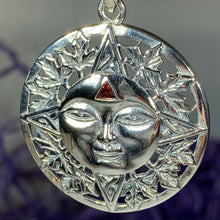 Load image into Gallery viewer, Sun Necklace, Celestial Jewelry, Oak Leaf Jewelry, Wiccan Jewelry, Pagan Pendant, Mystical Jewelry, Anniversary Gift, Celtic Jewelry