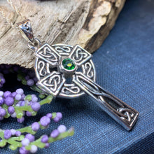 Load image into Gallery viewer, Emerald Celtic Cross Necklace