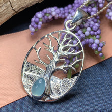 Load image into Gallery viewer, Tree of Life Necklace, Celtic Necklace, Irish Jewelry, Norse Jewelry, Anniversary Gift, Blue Jewelry, Yoga Jewelry, Mom Gift, Wife Gift