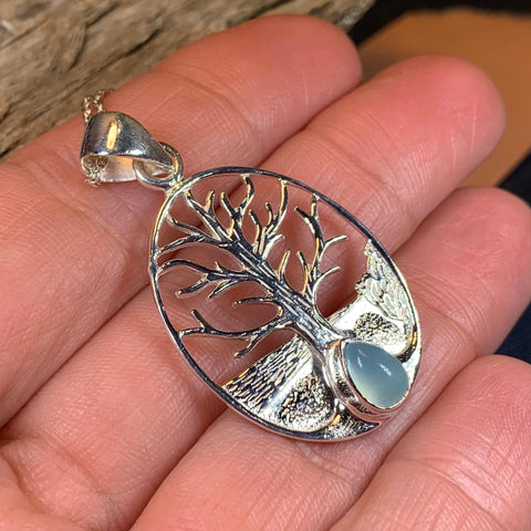 Load image into Gallery viewer, Tree of Life Necklace, Celtic Necklace, Irish Jewelry, Norse Jewelry, Anniversary Gift, Blue Jewelry, Yoga Jewelry, Mom Gift, Wife Gift