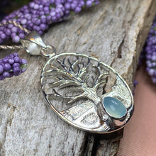 Load image into Gallery viewer, Tree of Life Necklace, Celtic Necklace, Irish Jewelry, Norse Jewelry, Anniversary Gift, Blue Jewelry, Yoga Jewelry, Mom Gift, Wife Gift