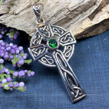 Load image into Gallery viewer, Emerald Celtic Cross Necklace