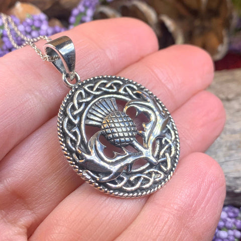 Load image into Gallery viewer, Ainsley Scottish Thistle Necklace in Sterling Silver