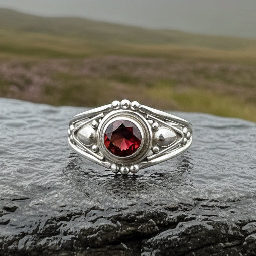 Celtic Ring, Silver Celtic Ring, Statement Ring, Boho Jewelry, Gemstone Ring, Anniversary Gift, Wiccan Jewelry, Birthstone Ring, Amethyst