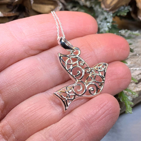 Load image into Gallery viewer, Trinity Knot Dove of Peace Necklace