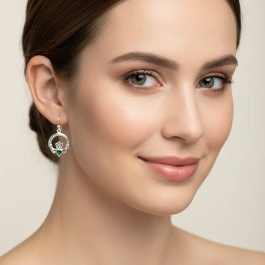 Kerry Irish Claddagh Earrings in Sterling Silver