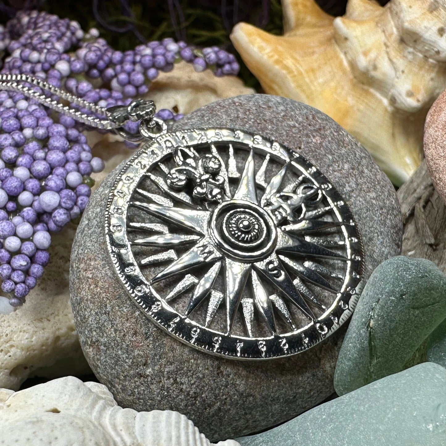 Wonderful Journey Compass Necklace in Sterling Silver — view 7