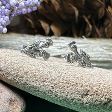 Load image into Gallery viewer, Thistle Stud Earrings, Celtic Earrings, Scotland Jewelry, Outlander Jewelry, Girlfriend Gift, Sister Gift, Mom Gift, Nature Jewelry