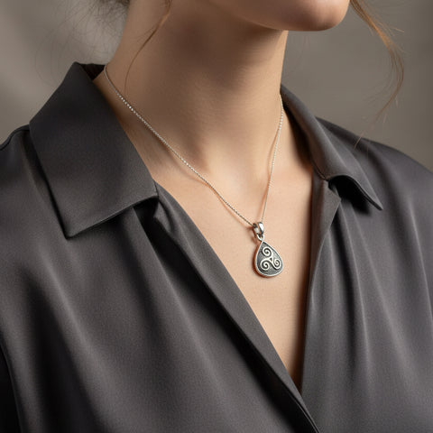 Load image into Gallery viewer, Celtic Triple Spiral Necklace