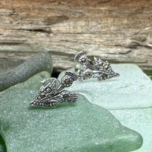 Load image into Gallery viewer, Thistle Stud Earrings, Celtic Earrings, Scotland Jewelry, Outlander Jewelry, Girlfriend Gift, Sister Gift, Mom Gift, Nature Jewelry